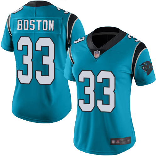 Carolina Panthers Limited Blue Women Tre Boston Jersey NFL Football #33 Rush Vapor Untouchable->women nfl jersey->Women Jersey